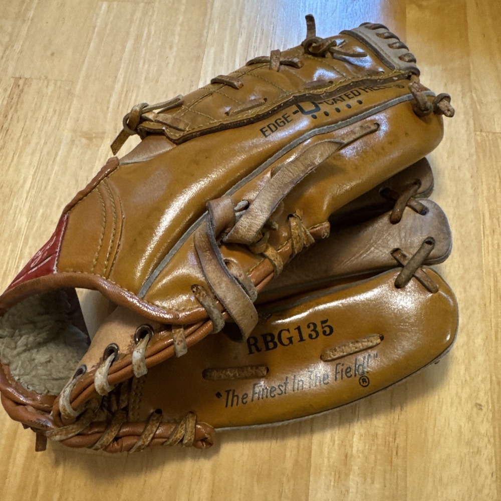 Rawlings RBG135 Brown Leather Baseball Glove Left Hand Padded Lace-Up Vintage